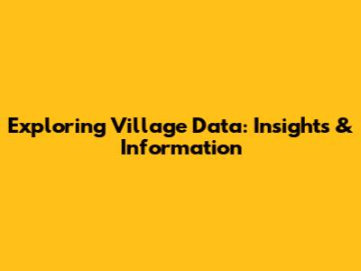 Exploring Village Data: Insights & Information