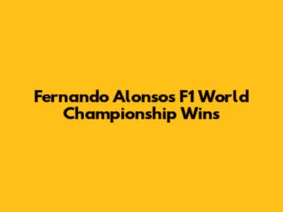 Fernando Alonso's F1 World Championship Wins