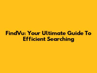 FindVu: Your Ultimate Guide To Efficient Searching
