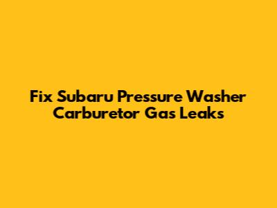 Fix Subaru Pressure Washer Carburetor Gas Leaks