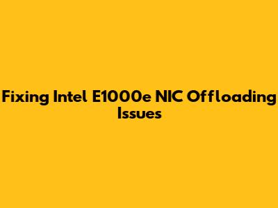 Fixing Intel E1000e NIC Offloading Issues