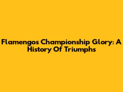 Flamengo's Championship Glory: A History Of Triumphs