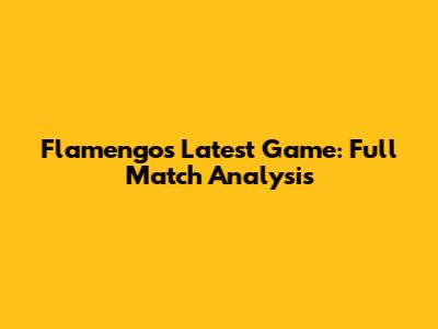 Flamengo's Latest Game: Full Match Analysis