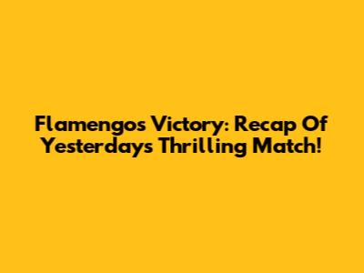 Flamengo's Victory: Recap Of Yesterday's Thrilling Match!