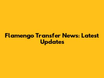 Flamengo Transfer News: Latest Updates