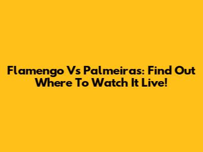 Flamengo Vs Palmeiras: Find Out Where To Watch It Live!