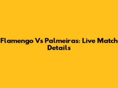 Flamengo Vs Palmeiras: Live Match Details