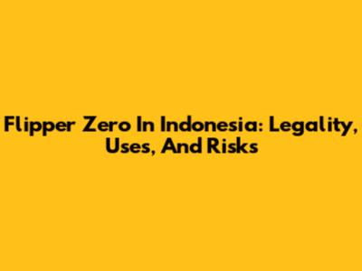 Flipper Zero In Indonesia: Legality, Uses, And Risks