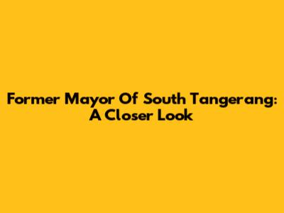 Former Mayor Of South Tangerang: A Closer Look