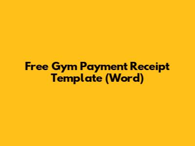 Free Gym Payment Receipt Template (Word)