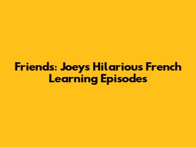 Friends: Joey's Hilarious French Learning Episodes