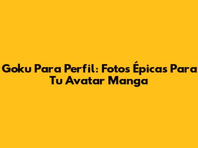 Goku Para Perfil: Fotos Épicas Para Tu Avatar Manga