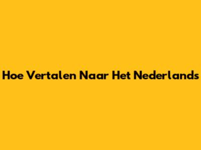 Hoe Vertalen Naar Het Nederlands