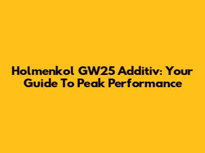 Holmenkol GW25 Additiv: Your Guide To Peak Performance