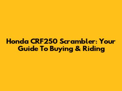 Honda CRF250 Scrambler: Your Guide To Buying & Riding
