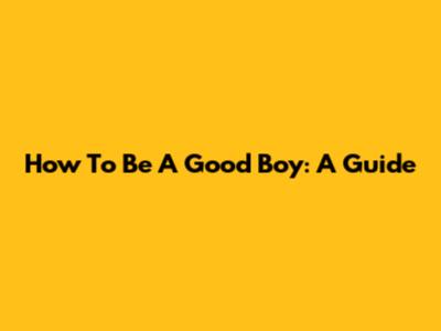 How To Be A Good Boy: A Guide