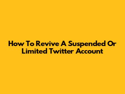 How To Revive A Suspended Or Limited Twitter Account