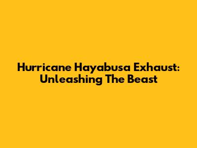 Hurricane Hayabusa Exhaust: Unleashing The Beast