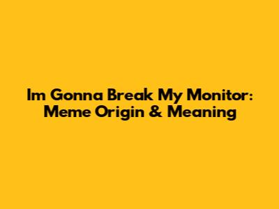 I'm Gonna Break My Monitor: Meme Origin & Meaning