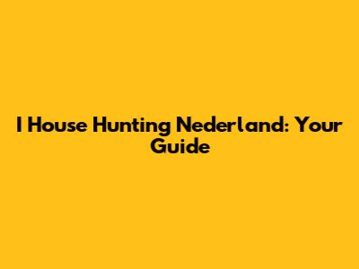 I House Hunting Nederland: Your Guide