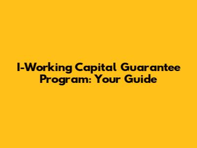 I-Working Capital Guarantee Program: Your Guide