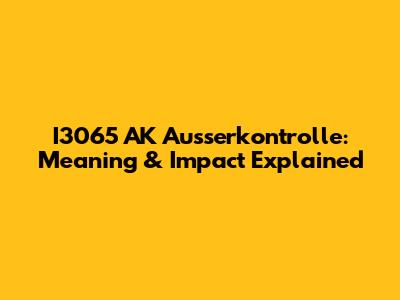 I3065 AK Ausserkontrolle: Meaning & Impact Explained