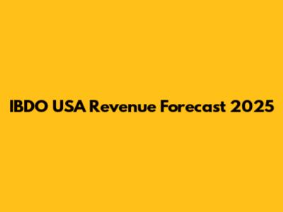 IBDO USA Revenue Forecast 2025
