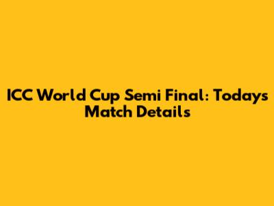 ICC World Cup Semi Final: Today's Match Details