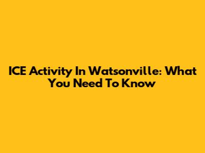 ICE Activity In Watsonville: What You Need To Know