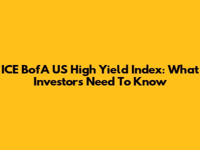 ICE BofA US High Yield Index: What Investors Need To Know