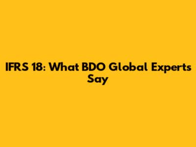 IFRS 18: What BDO Global Experts Say
