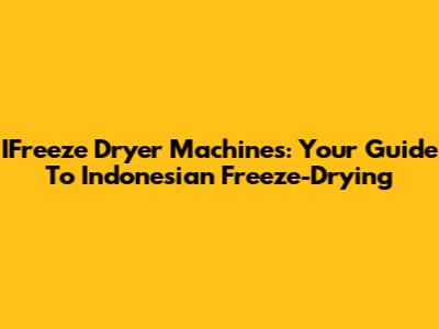 IFreeze Dryer Machines: Your Guide To Indonesian Freeze-Drying