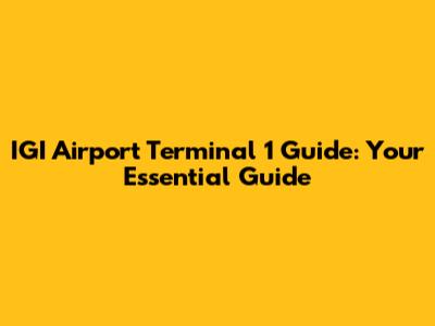 IGI Airport Terminal 1 Guide: Your Essential Guide