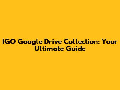 IGO Google Drive Collection: Your Ultimate Guide