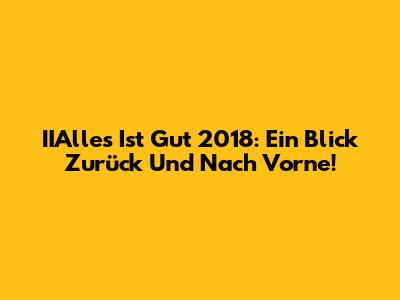 IIAlles Ist Gut 2018: Ein Blick Zurück Und Nach Vorne!