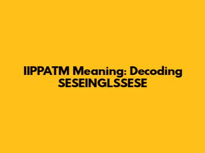 IIPPATM Meaning: Decoding SESEINGLSSESE