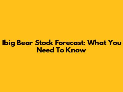 Ibig Bear Stock Forecast: What You Need To Know