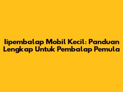Iipembalap Mobil Kecil: Panduan Lengkap Untuk Pembalap Pemula