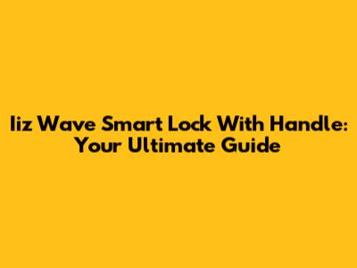 Iiz Wave Smart Lock With Handle: Your Ultimate Guide