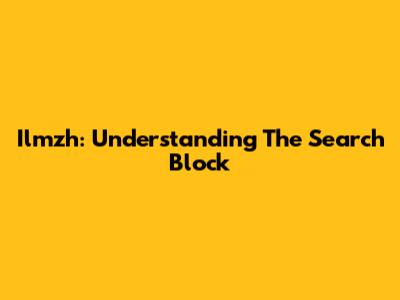 Ilmzh: Understanding The Search Block
