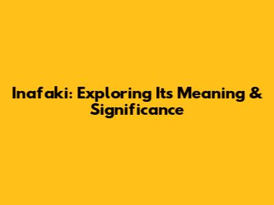 Inafaki: Exploring Its Meaning & Significance