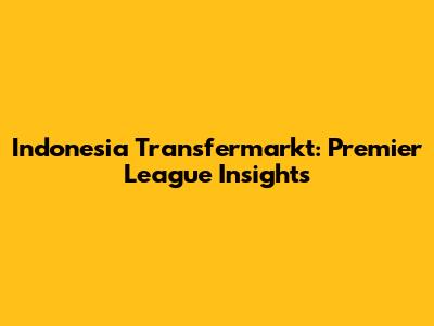 Indonesia Transfermarkt: Premier League Insights