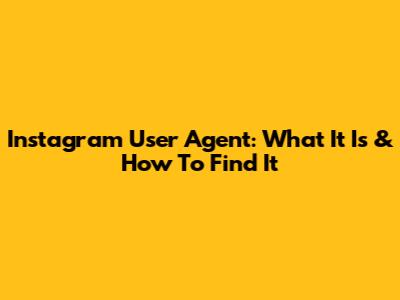Instagram User Agent: What It Is & How To Find It