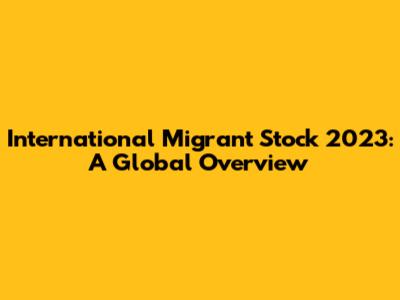 International Migrant Stock 2023: A Global Overview