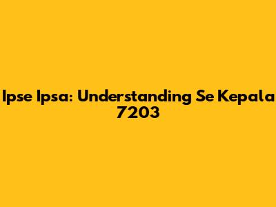 Ipse Ipsa: Understanding 'Se Kepala 7203'