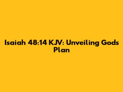 Isaiah 48:14 KJV: Unveiling God's Plan