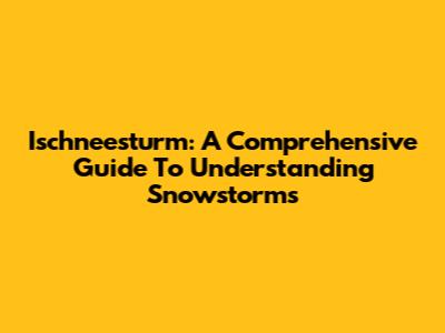 Ischneesturm: A Comprehensive Guide To Understanding Snowstorms
