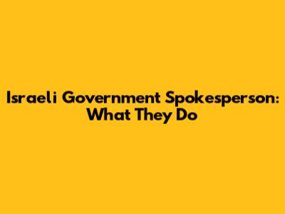 Israeli Government Spokesperson: What They Do
