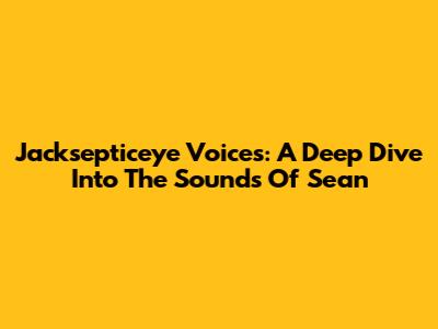 Jacksepticeye Voices: A Deep Dive Into The Sounds Of Sean