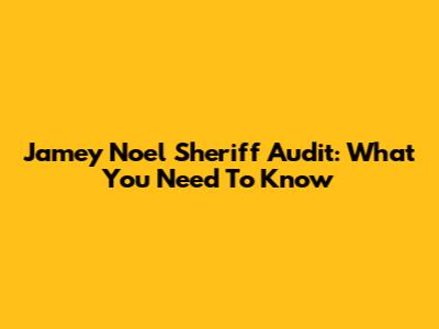 Jamey Noel Sheriff Audit: What You Need To Know